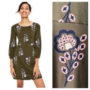 Boden Green Floral Mini Dress